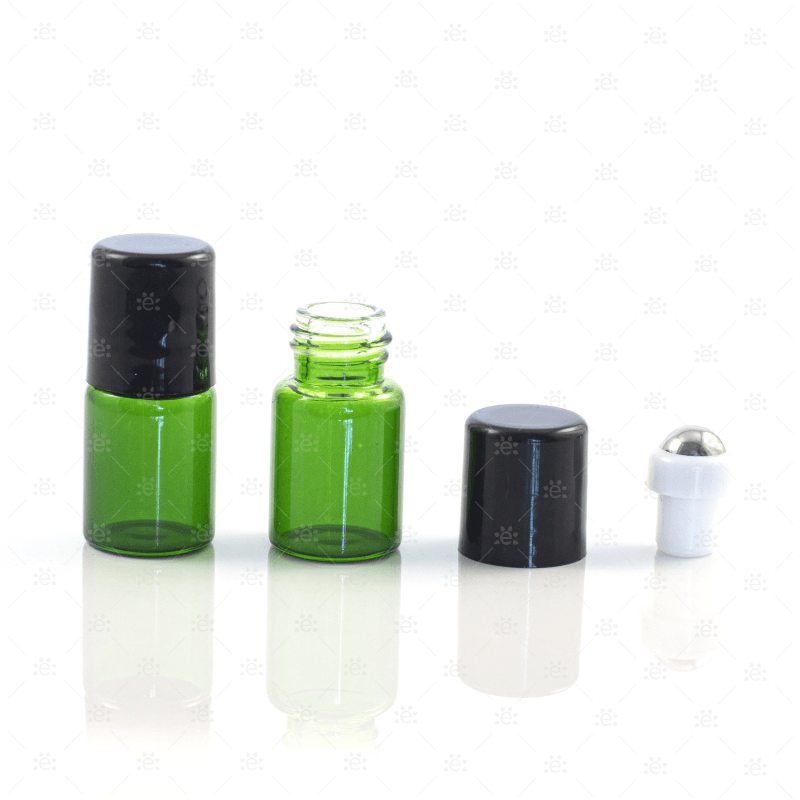 5/8 (2ml) Dram Green Roller Bottles with Stainless Steel Rollers (5 pack)