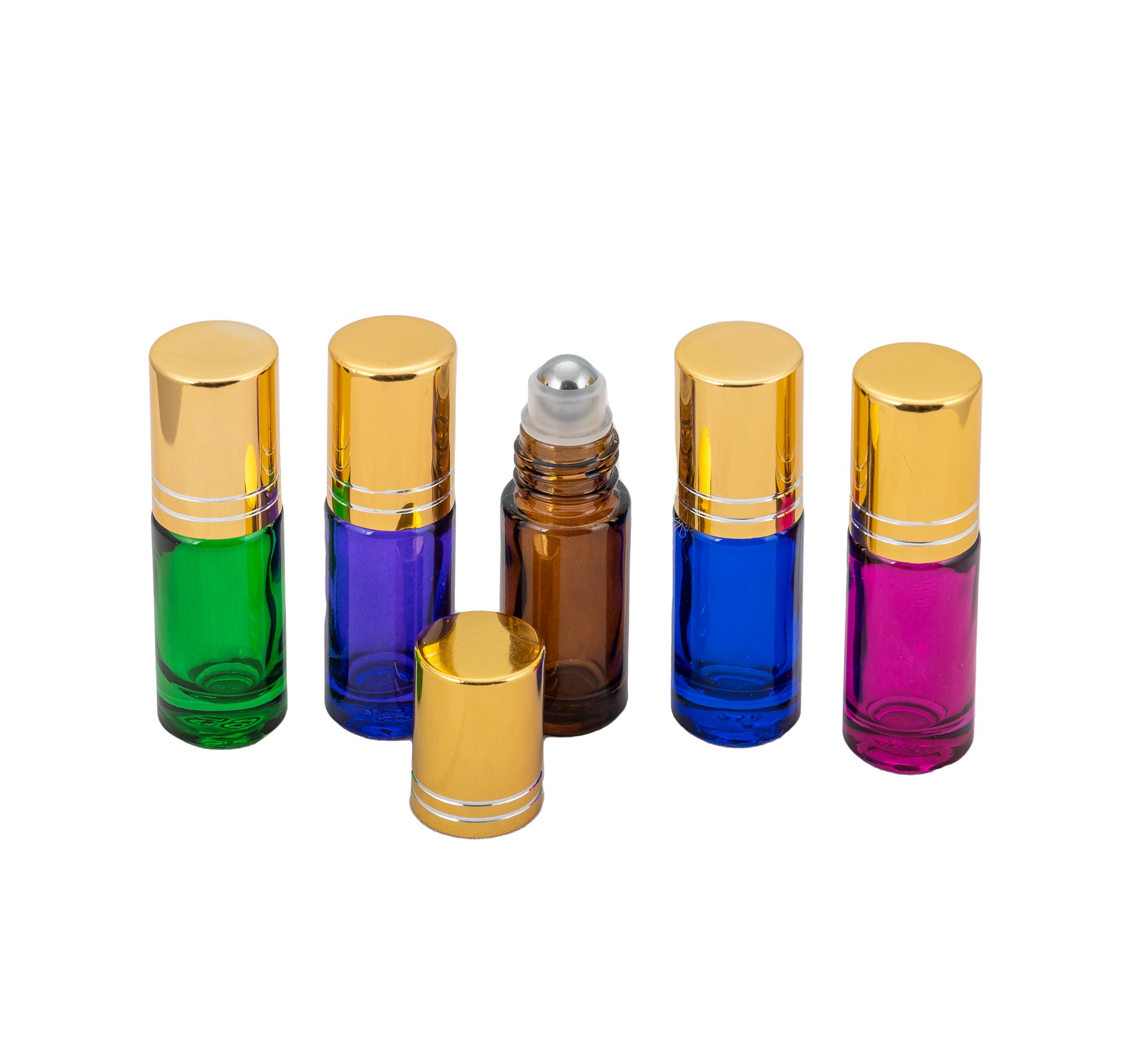 ROLLERFLASKE 5ml ELEGANT 5pk fem farger rollerflaske
