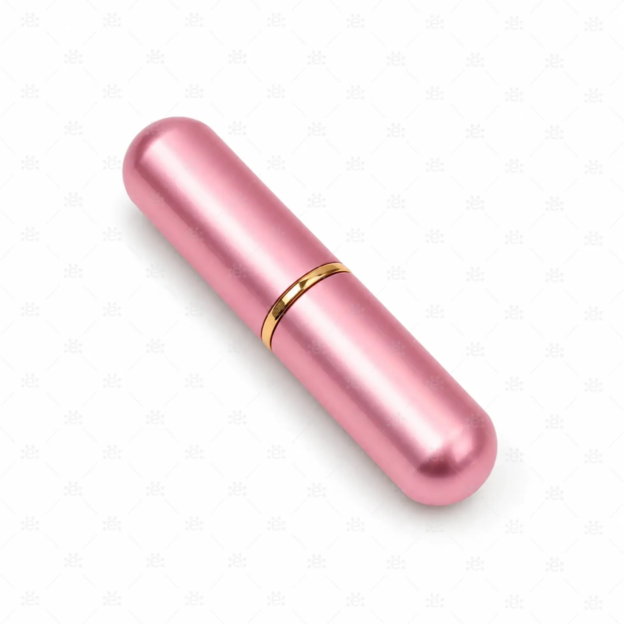 Rosa gjenbrukbar neseinhalator i aluminium med gulldetalj på hvit bakgrunn
