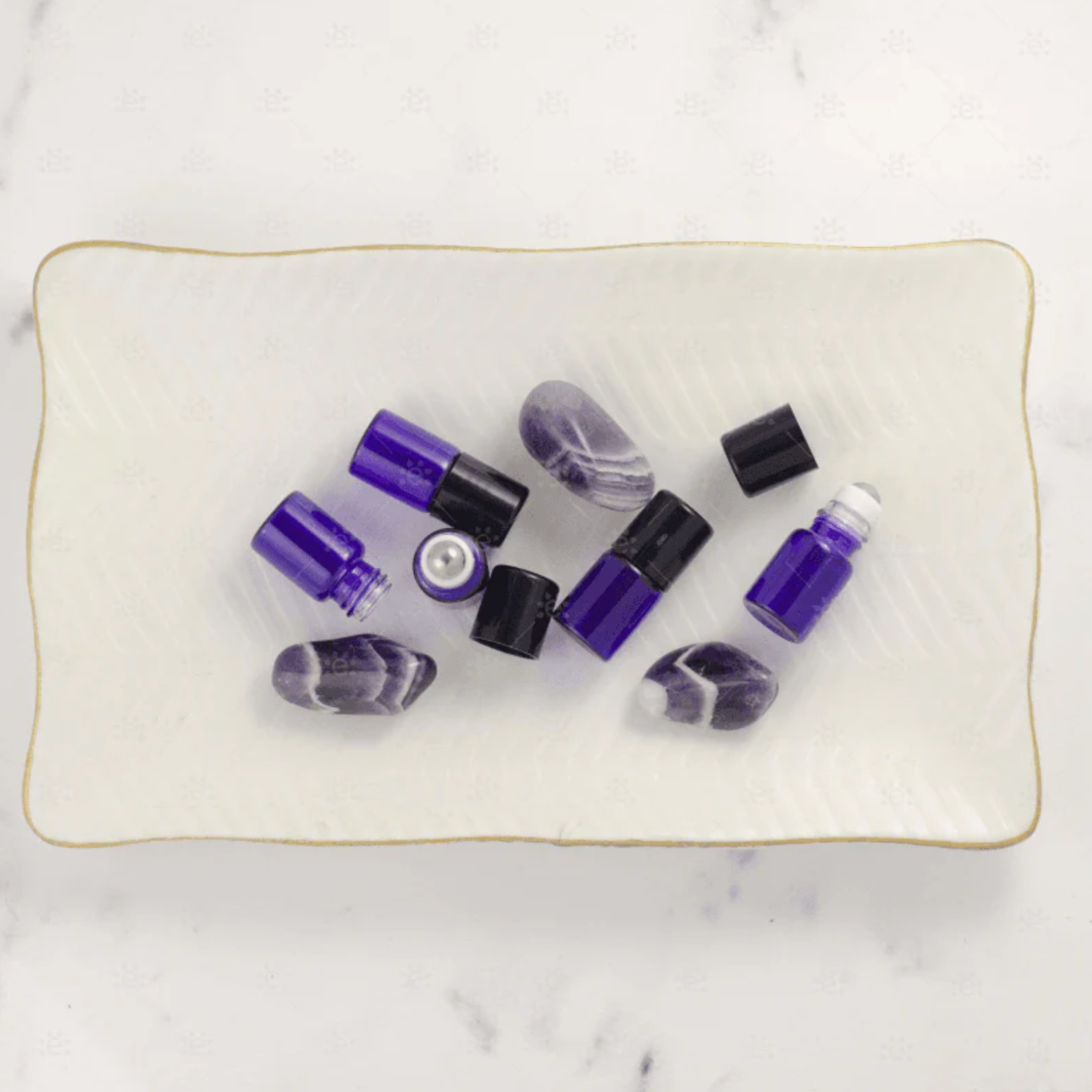 2 ml (5/8 dram) lilla rollerflasker med sort kork (5-pk)