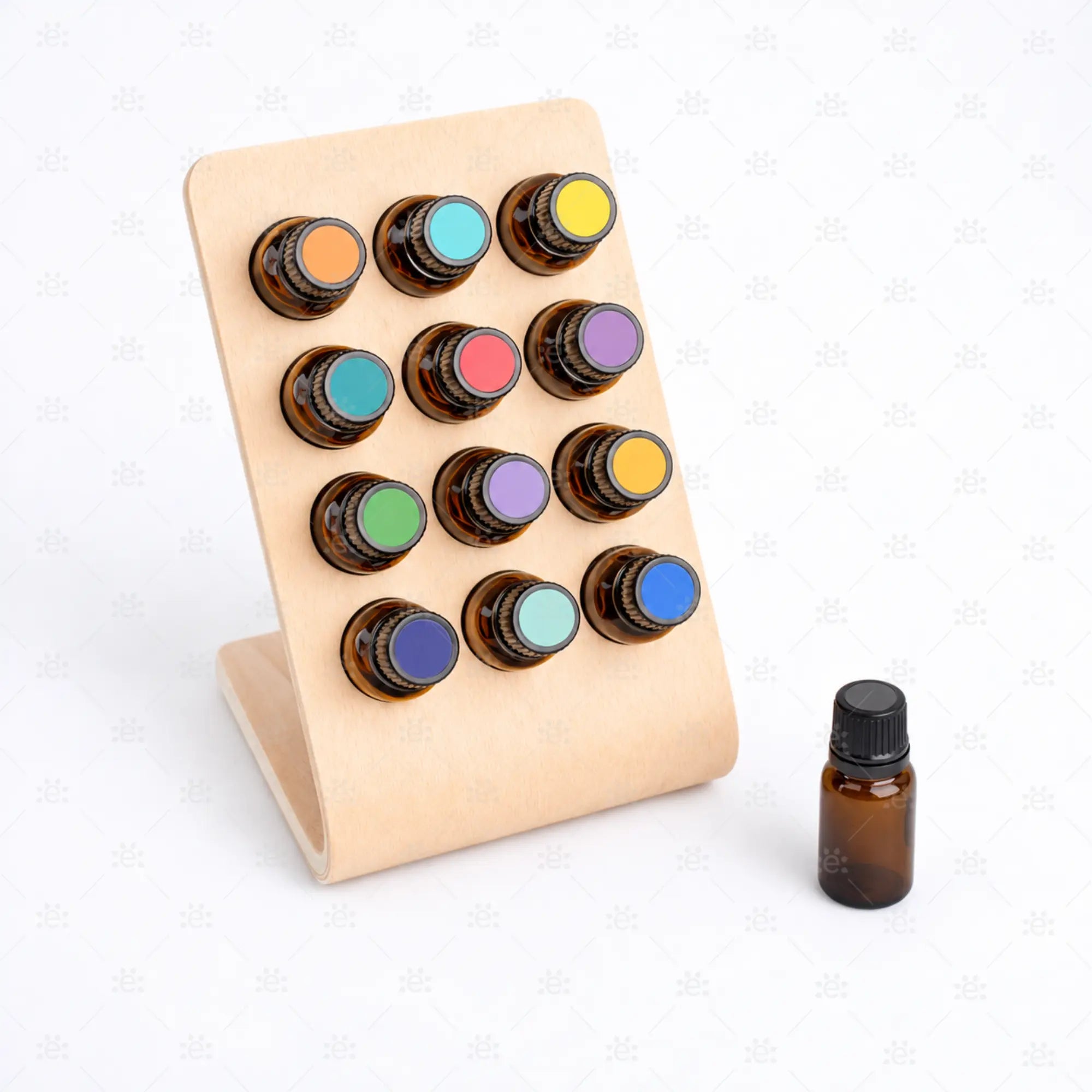 dōTERRA displaystativ med 12 eteriske oljer sett forfra