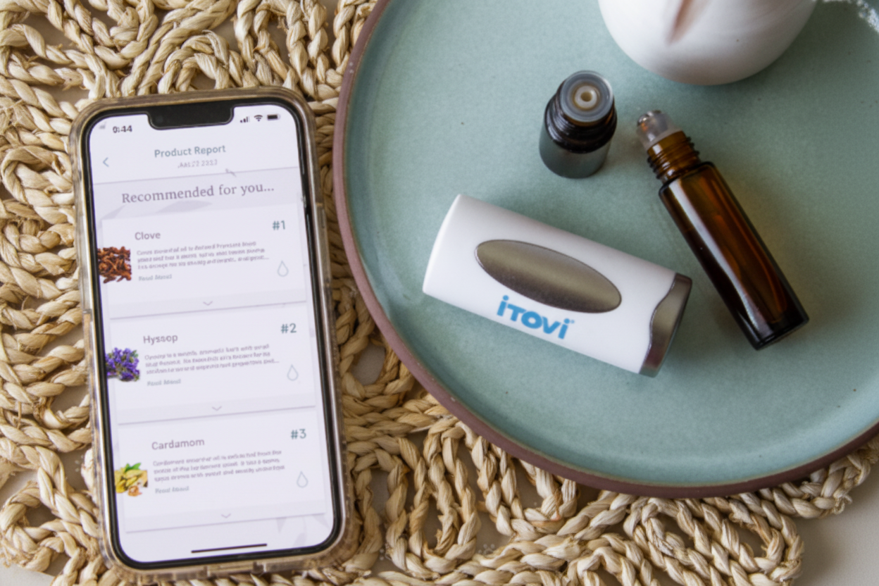 iTOVI scanner analyse med app og eteriske oljer