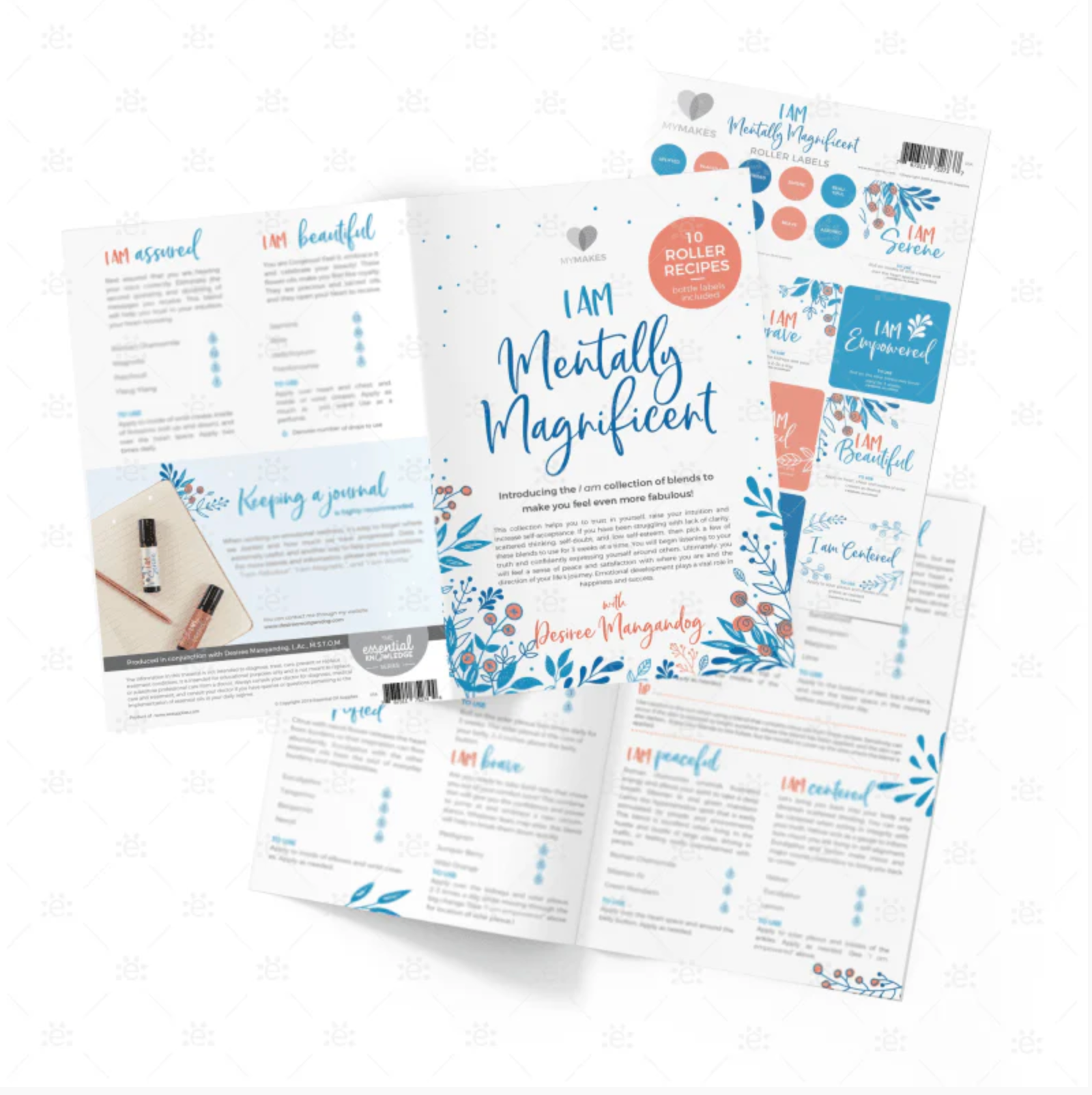 MyMakes I AM Mentally Magnificent hefte med oppskrifter og etiketter for eteriske oljer (engelsk)