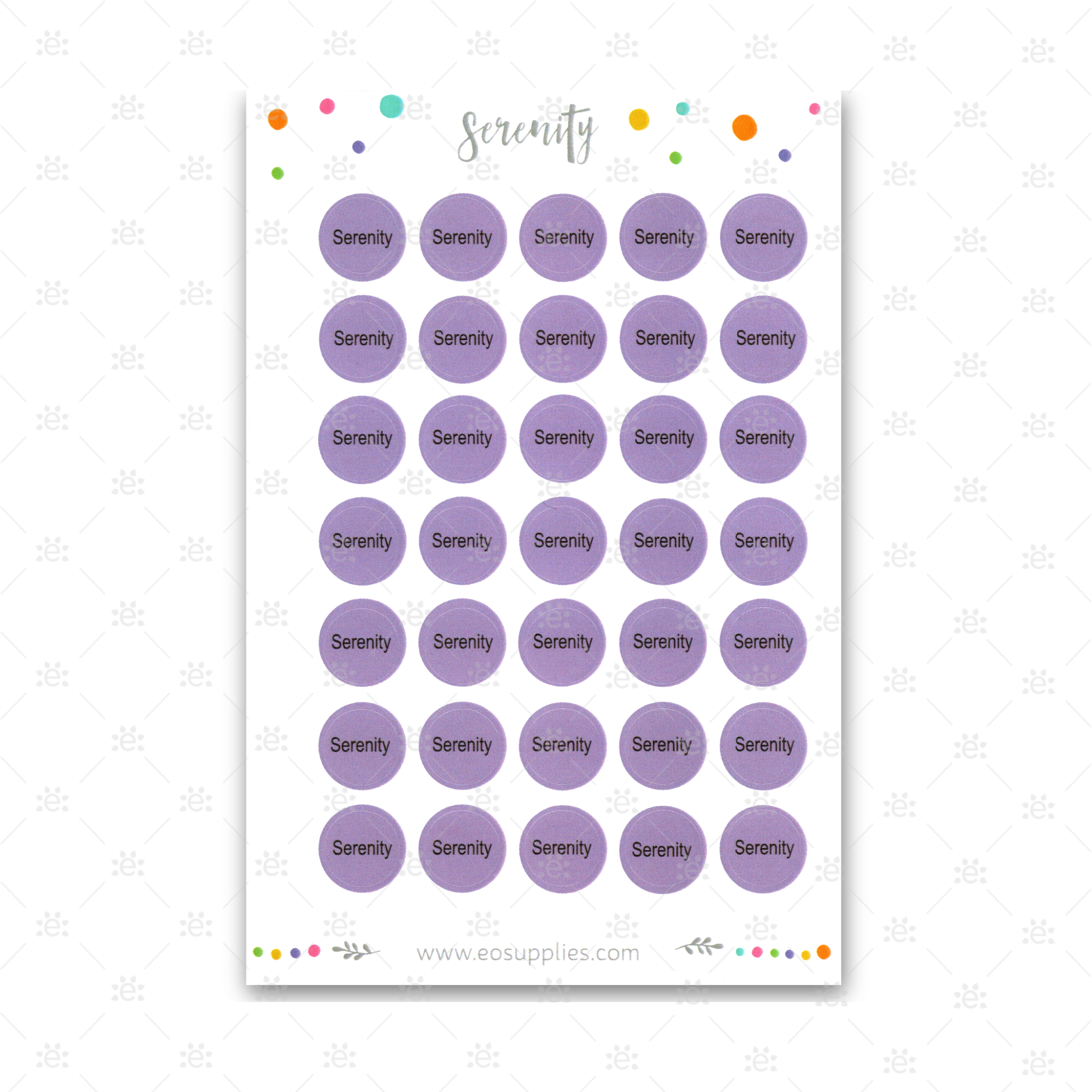 Klistremerker for Serenity eterisk olje blanding til rollerflasker 10ml lilla etiketter
