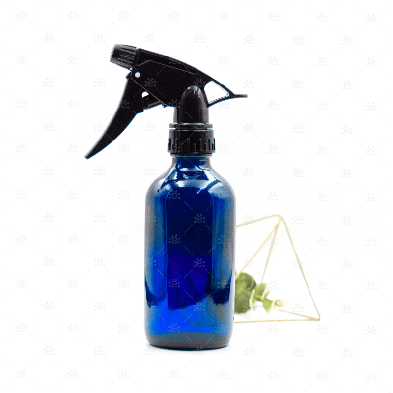 Blå glass sprayflaske 240 ml med justerbart trigger sprayhode