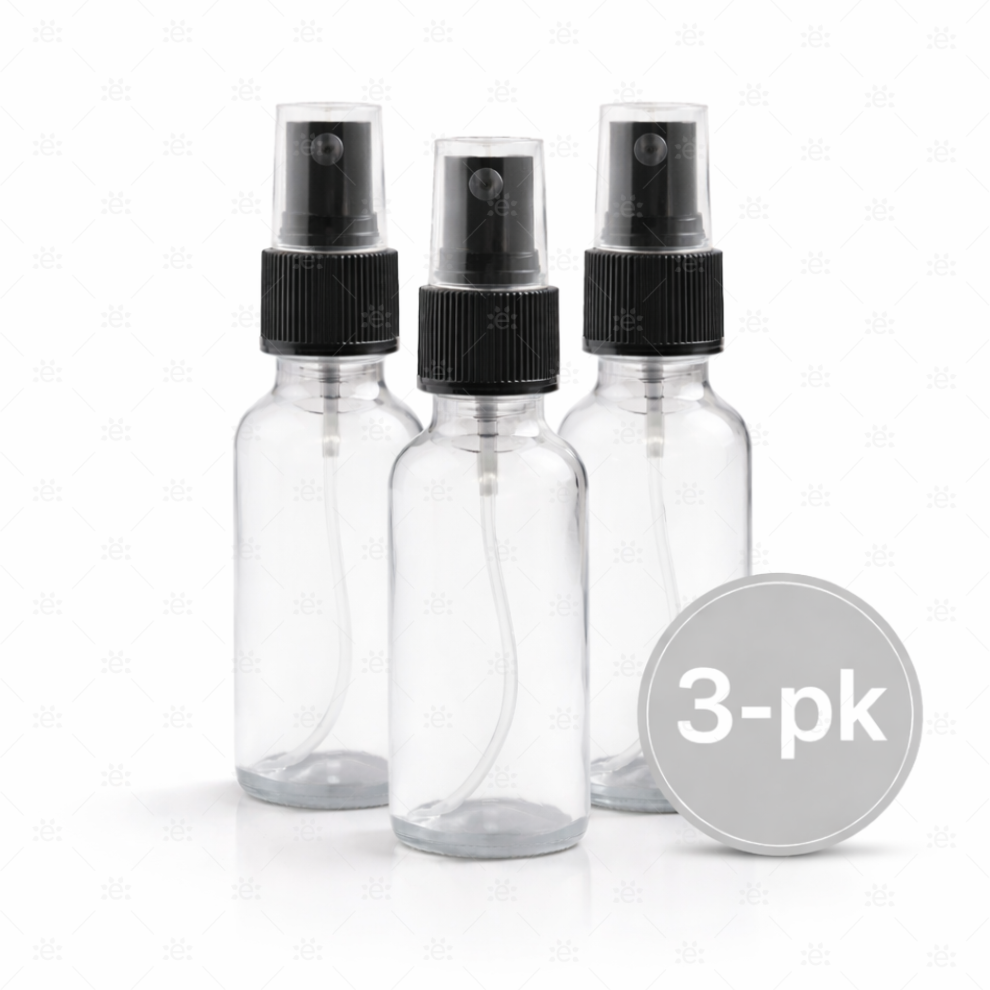 sprayflaske 30 ml klar glass med fin spray 3 pk eteriske oljer