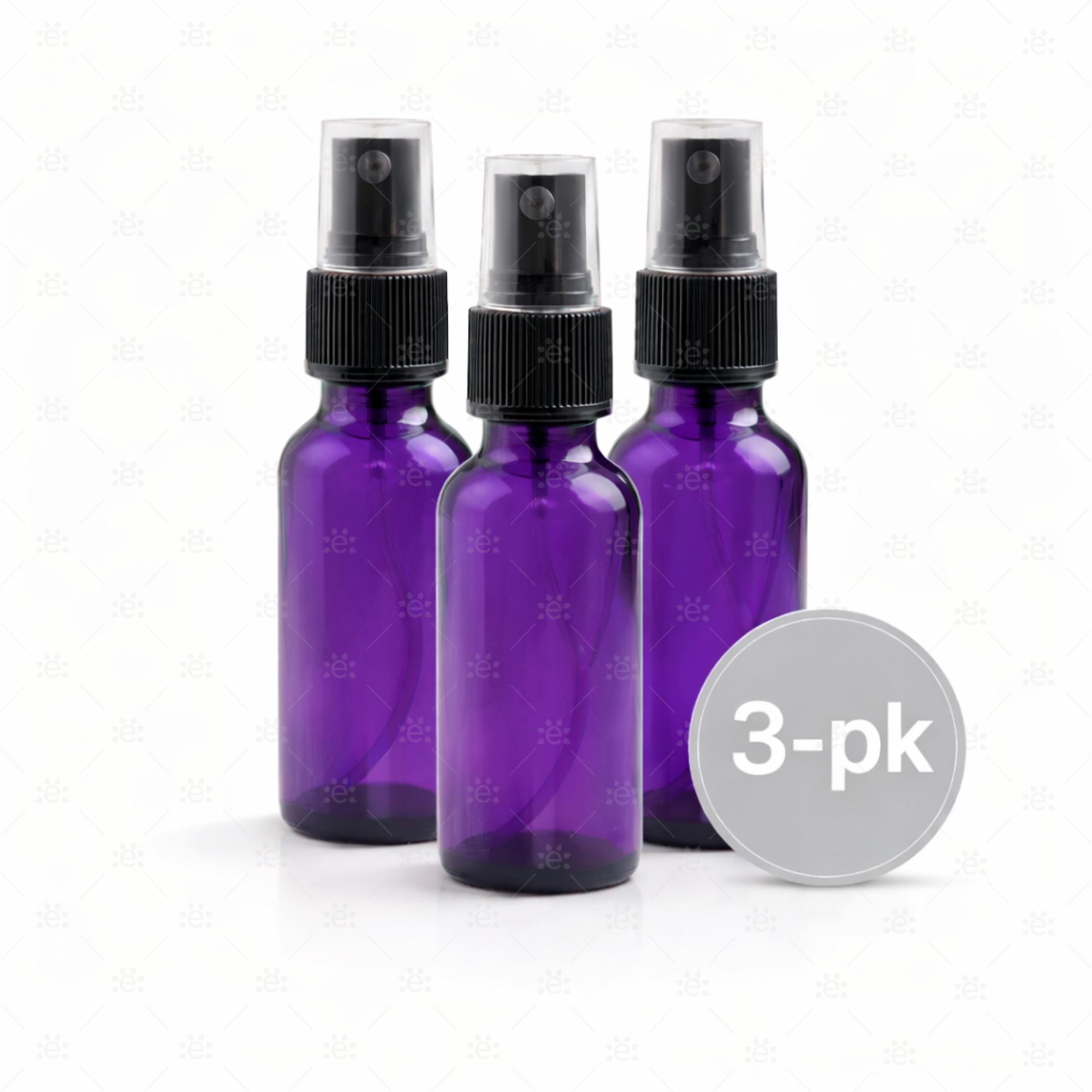 sprayflaske 30 ml lilla glass med fin spray 3 pk eteriske oljer