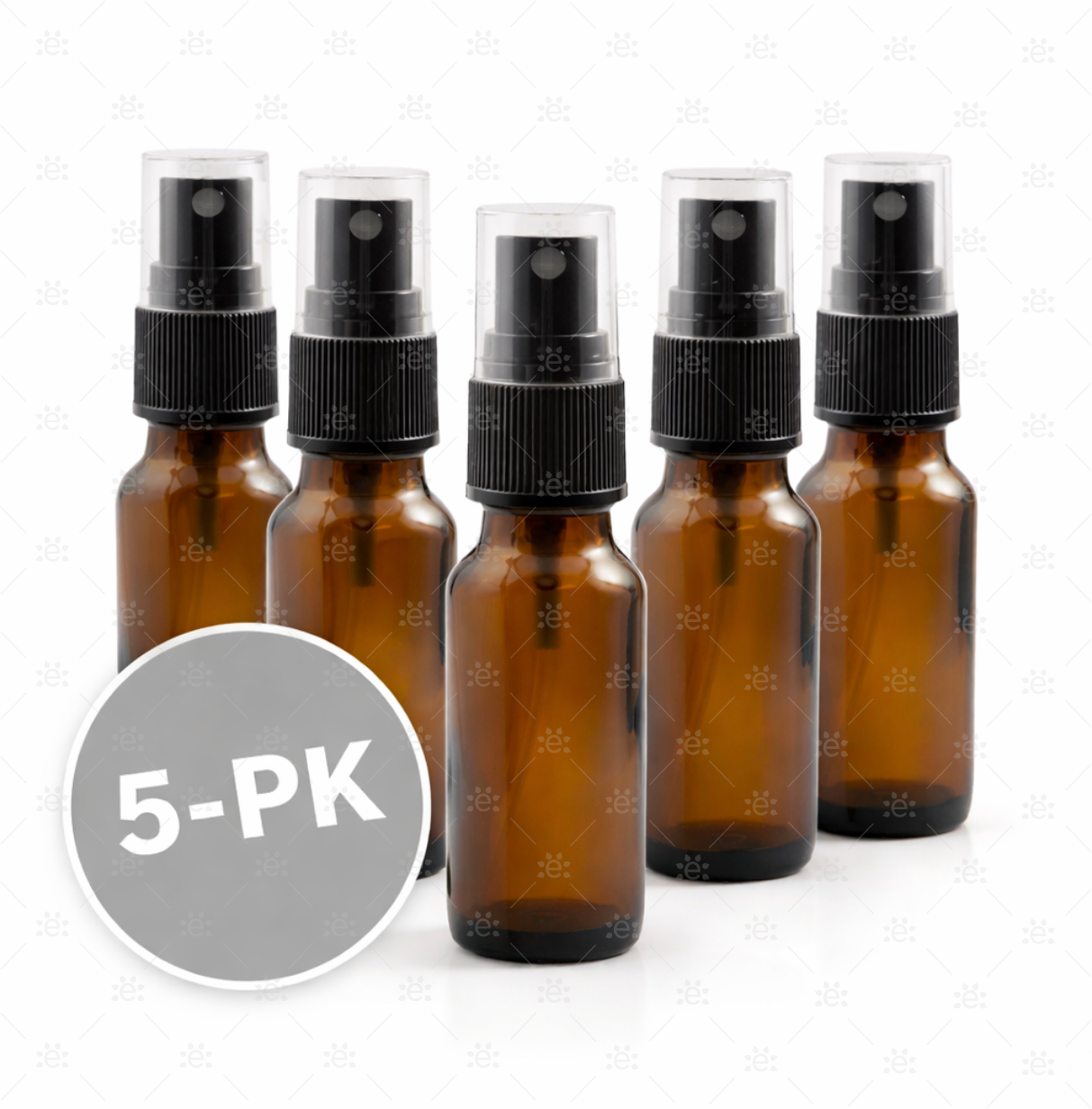 5 pk sprayflasker i brunt glass 15 ml med fin spray til eteriske oljer og reise
